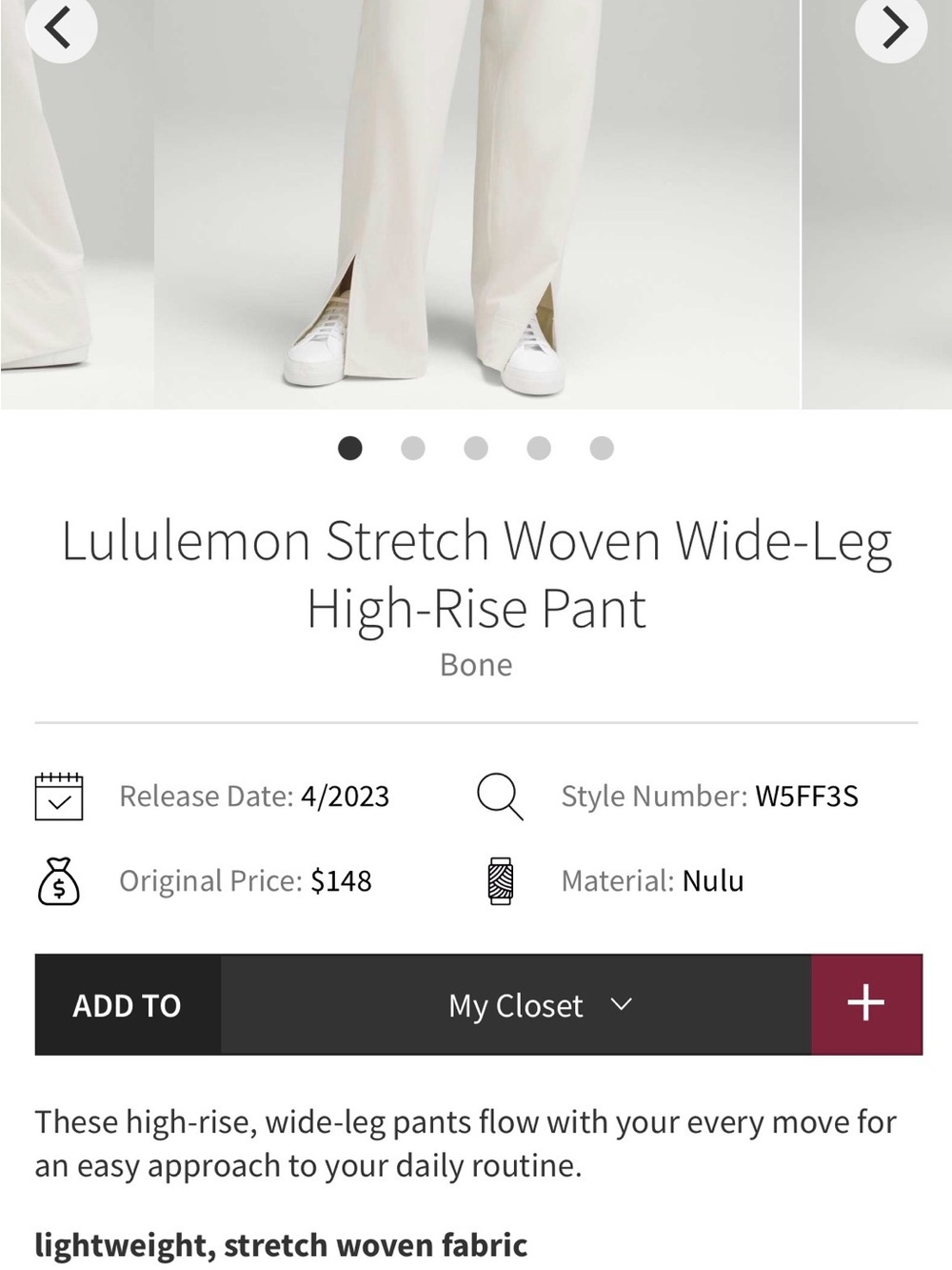 lululemon athletica Wide-Leg High-Rise Pants (set of 2)